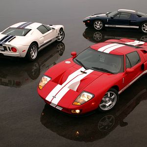 2005 Ford GTs Blue White Red