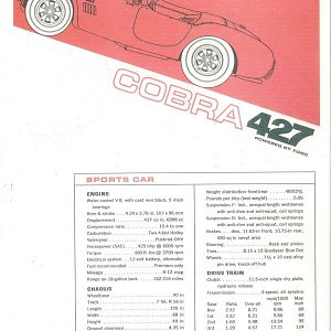 Cobra Roadster Specs