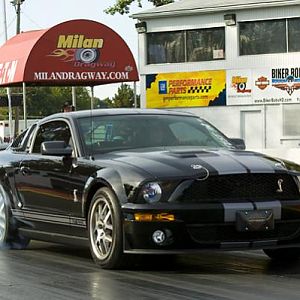 my 08 shelby day after mods were done 1180s and a lot of wheel spin